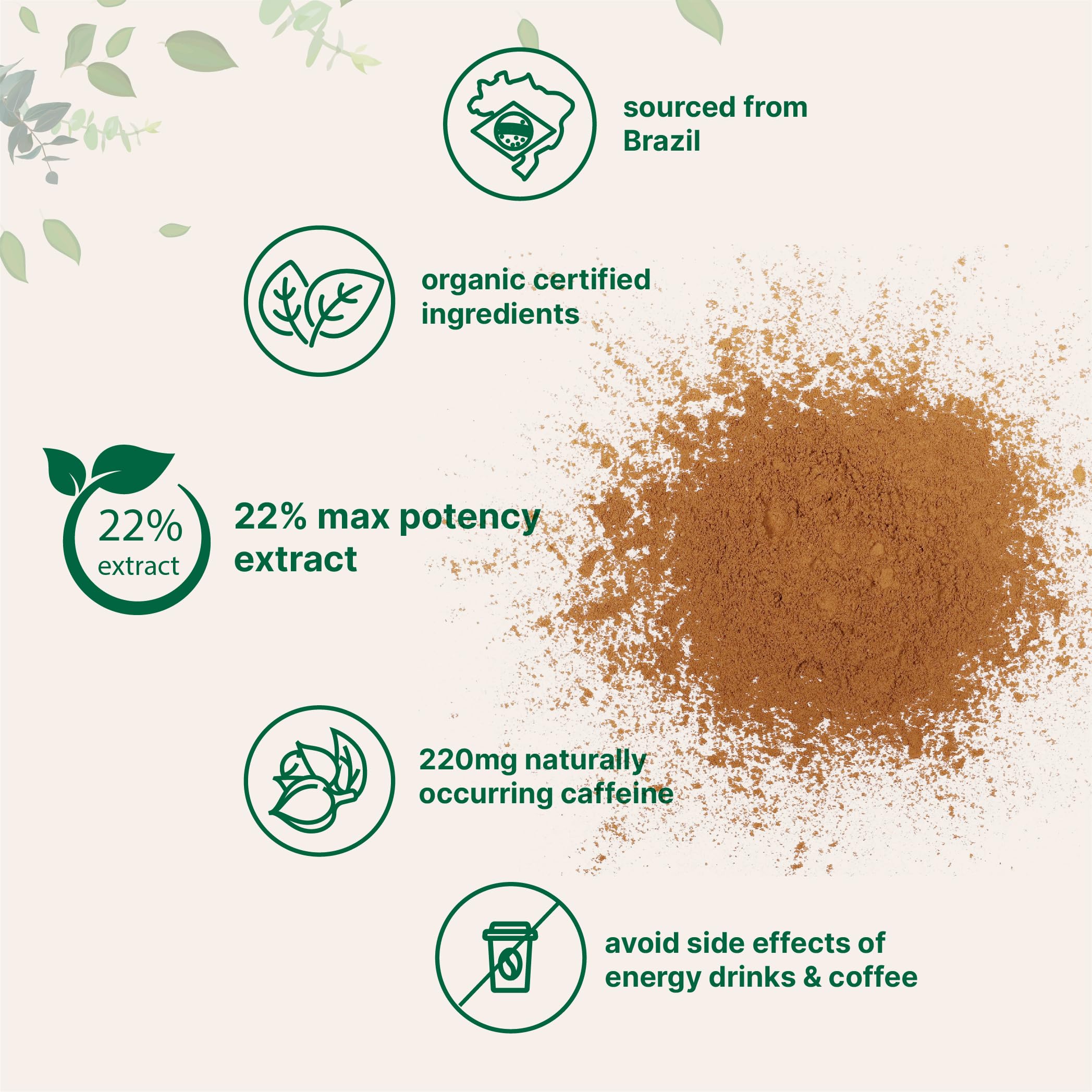 Micro Ingredients guarana powder package closeup highlights organic, non-GMO quality.
