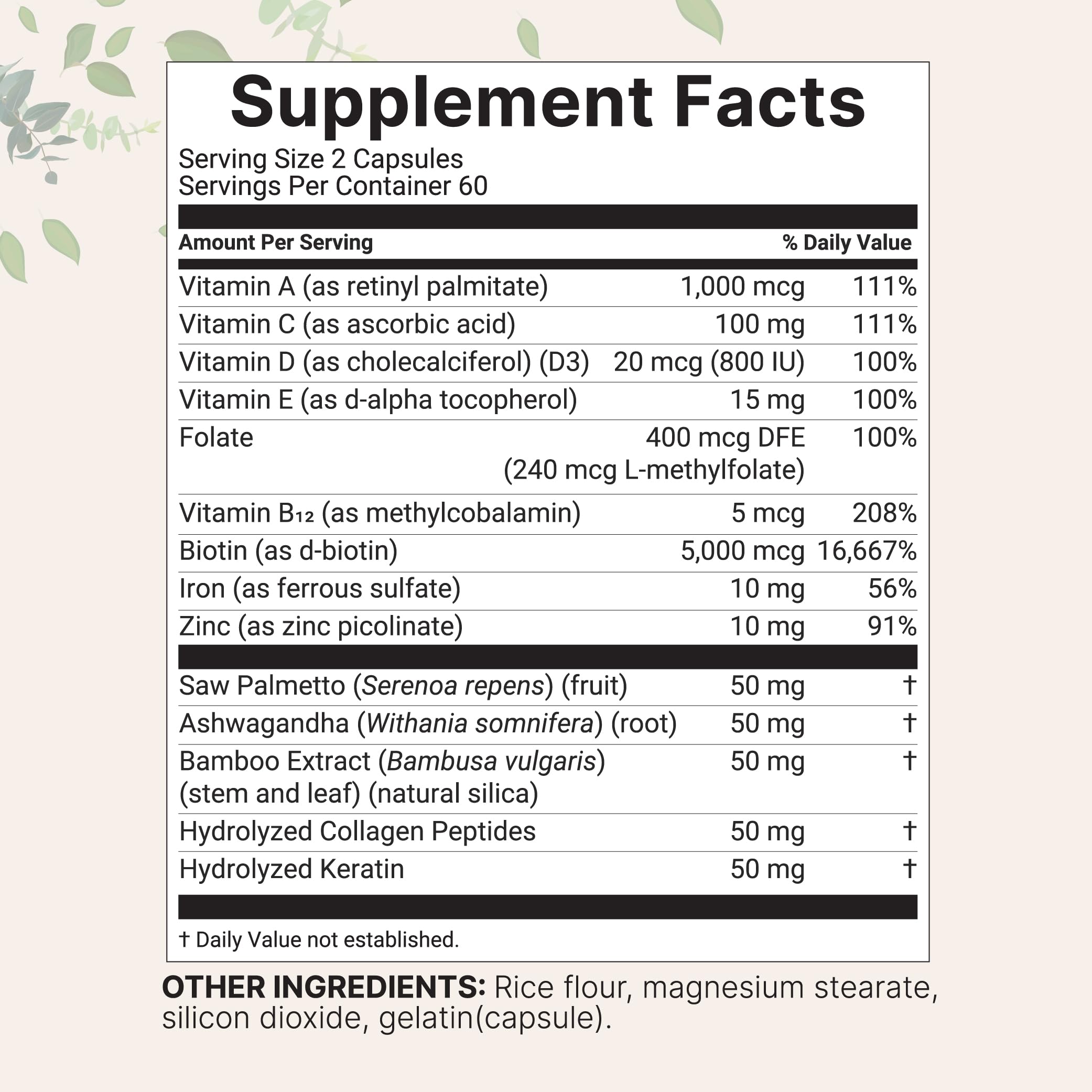 Micro Ingredients hair growth vitamins capsules closeup highlights easy-to-swallow daily capsules.