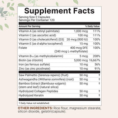 Close-up of Micro Ingredients Hair Growth Vitamins capsules showing the 14-in-1 formula