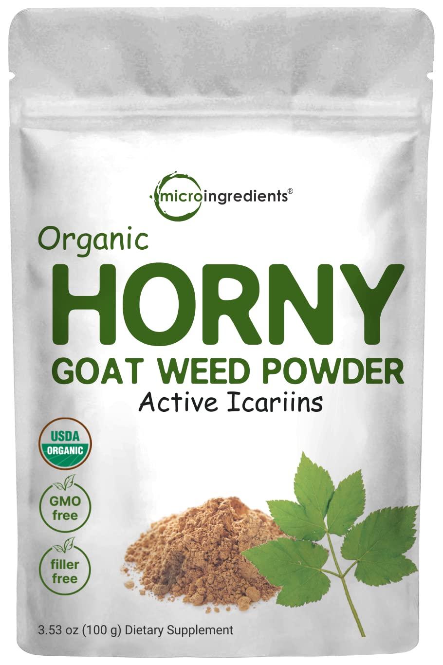 Micro Ingredients horny goat weed bottle with Epimedium powder for daily energy support