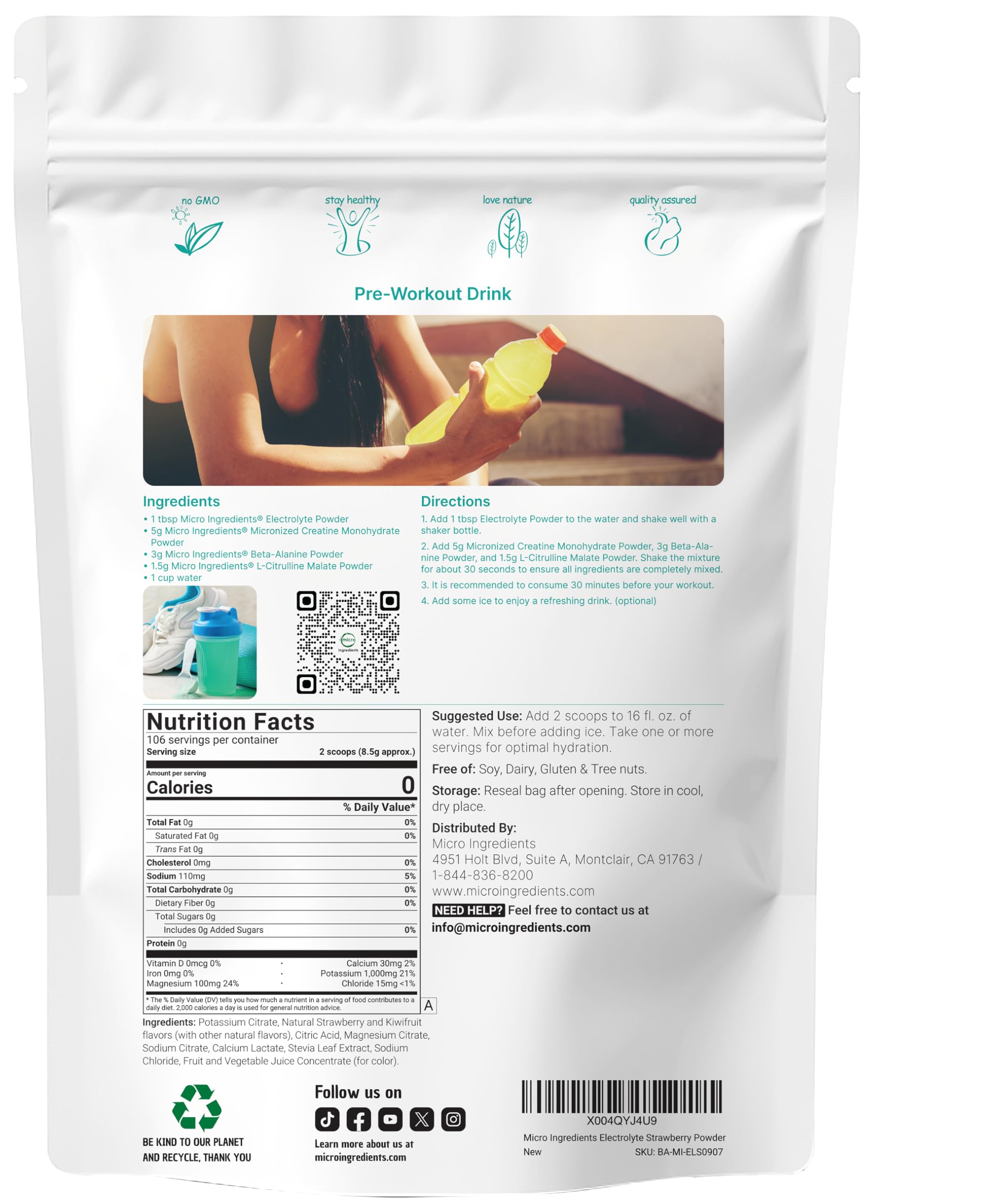 Measuring spoon showing precise serving of Micro Ingredients electrolyte powder