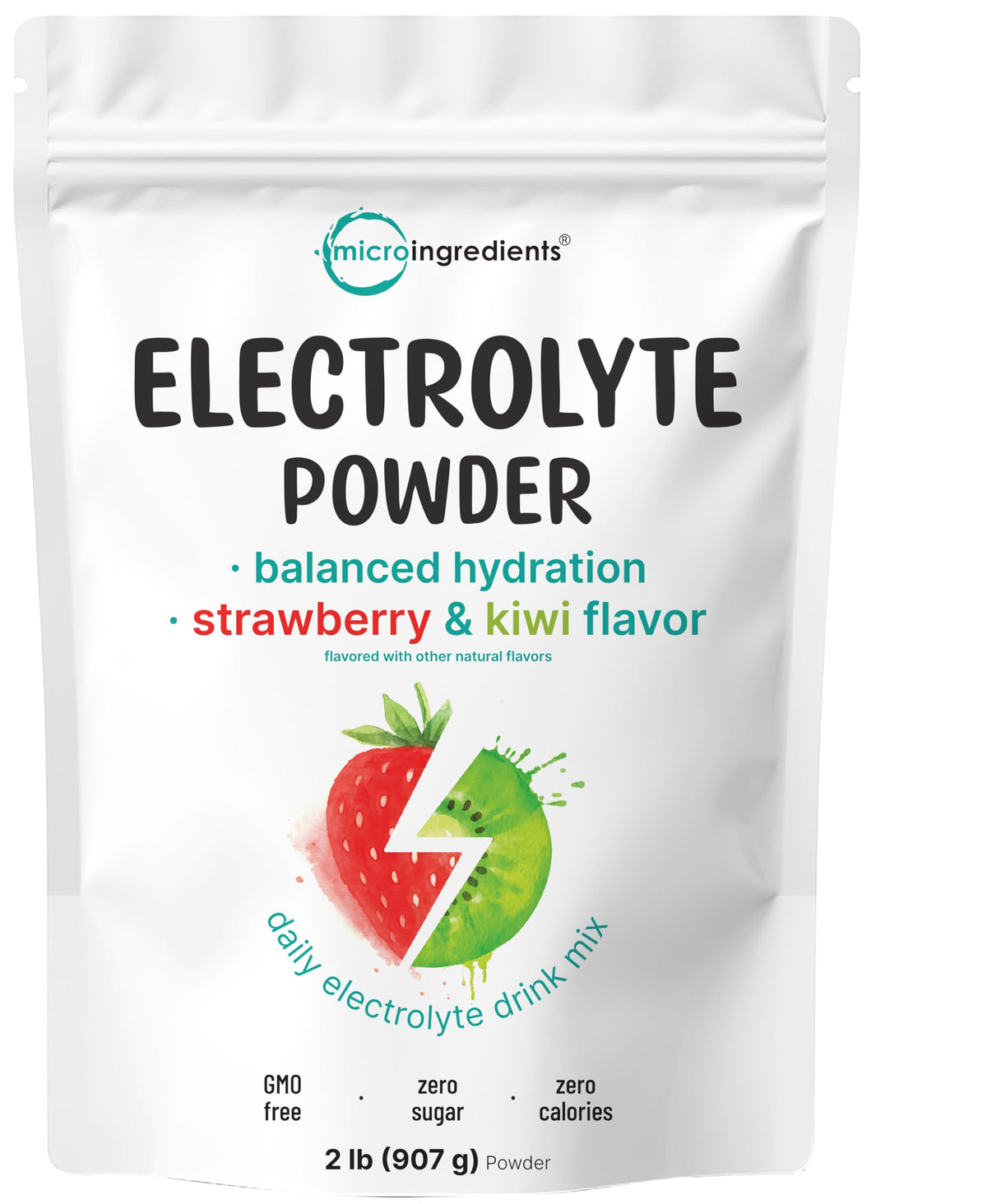 Micro Ingredients hydration electrolyte powder tub with natural strawberry kiwi flavor for refreshing hydration