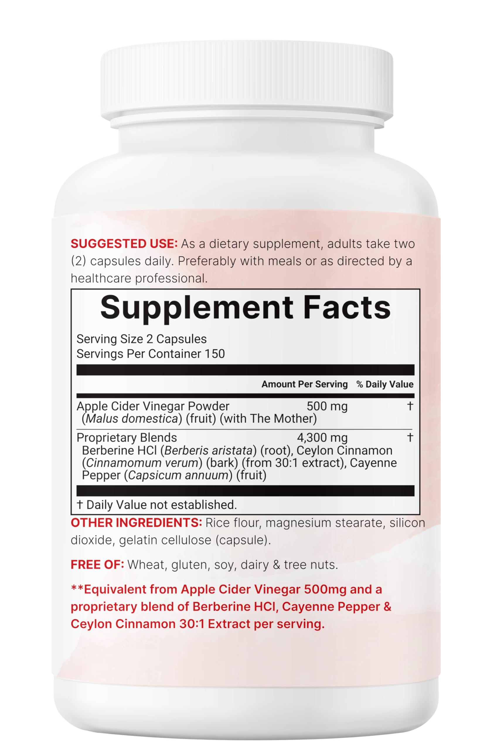 Ingredient list and non-GMO certification on the bottle's back label