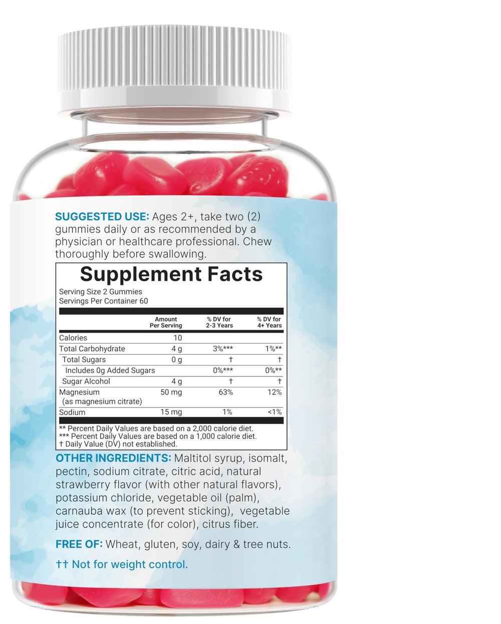 Micro Ingredients Kids Magnesium Gummies strawberry flavor visuals with fruity appeal.