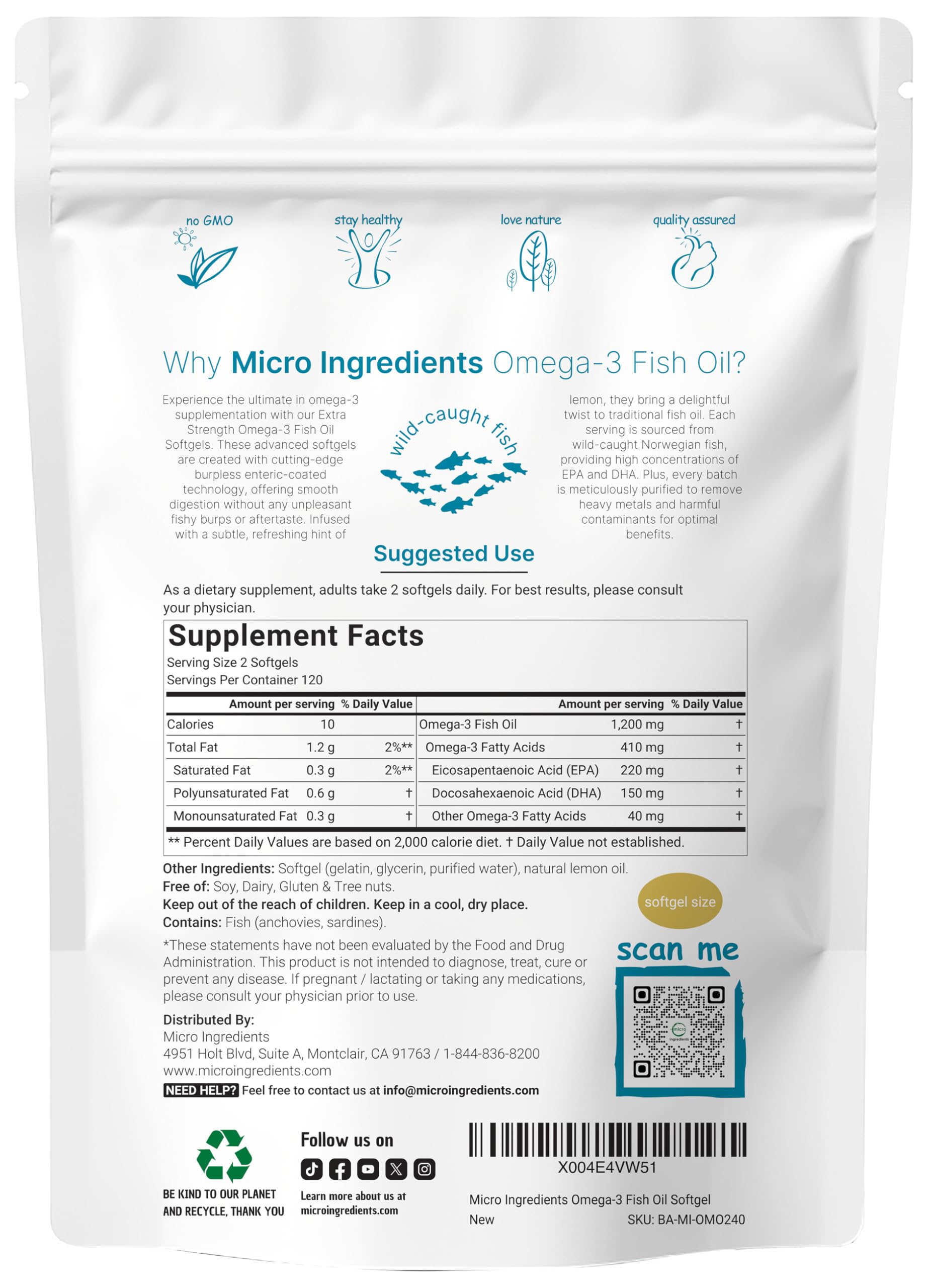 Micro Ingredients lemon-flavored omega-3 softgels ready for daily use.