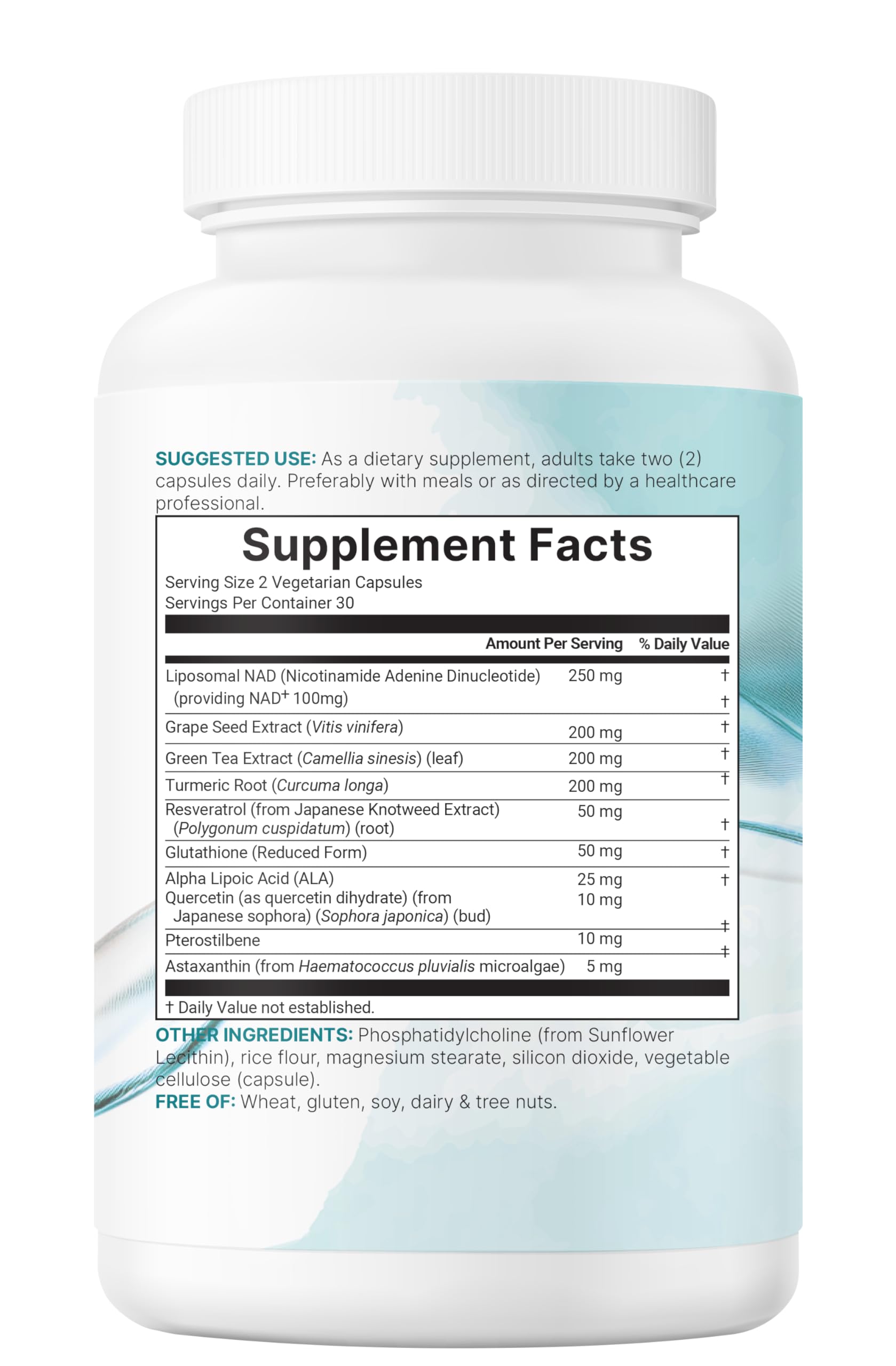 Micro Ingredients Liposomal NAD+ Ultimate glass bottle on a clean shelf, premium non-GMO supplement.