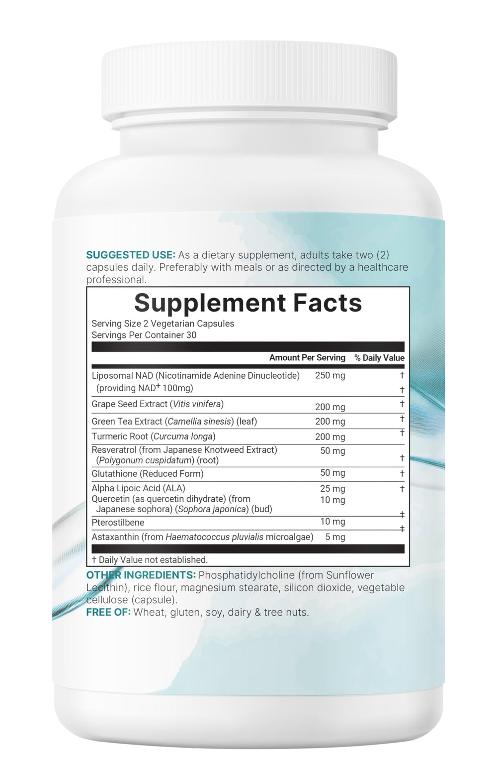 Micro Ingredients Liposomal NAD+ Ultimate glass bottle on a clean shelf, premium non-GMO supplement.