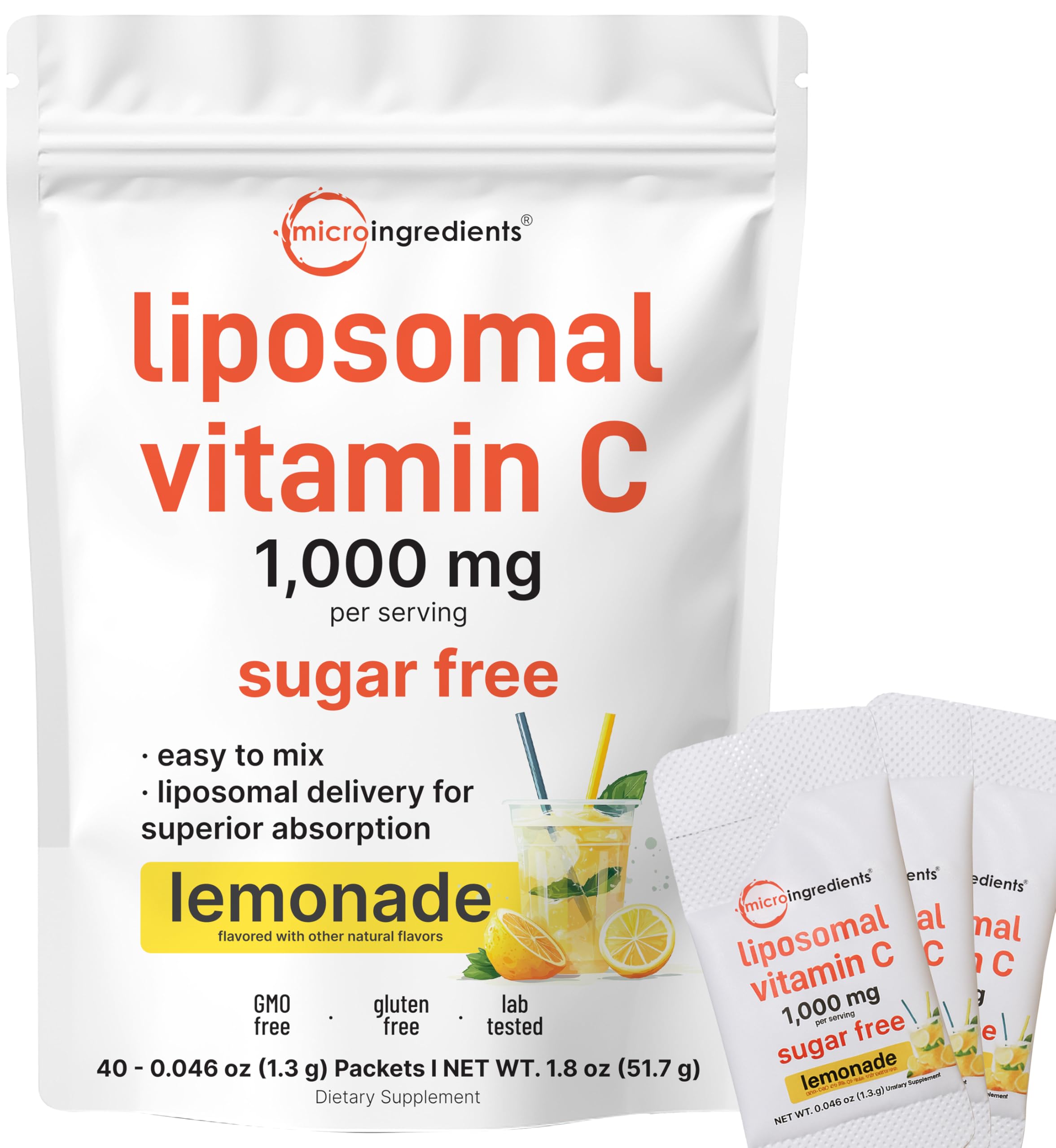 Micro Ingredients liposomal vitamin C lemonade packet for on-the-go immune support