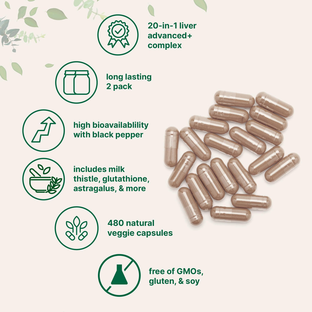 Micro Ingredients Liver Advanced ingredients bottle view emphasizes the 20-in-1 blend.