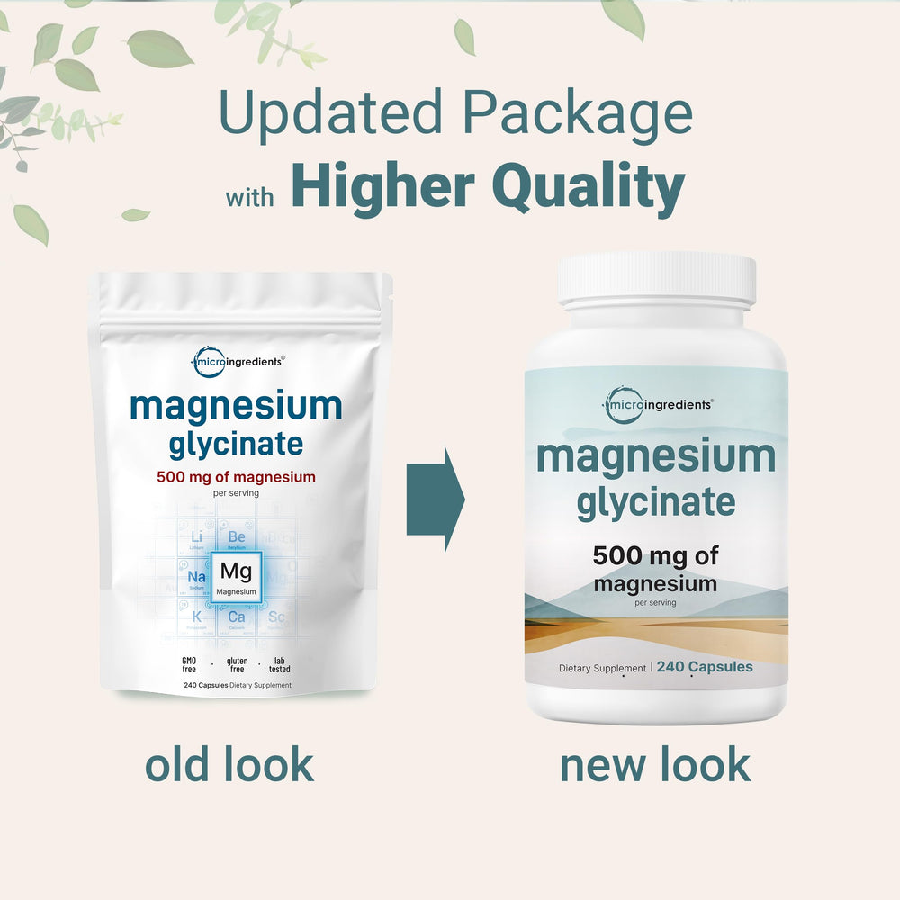 Micro Ingredients magnesium glycinate capsules closeup, smooth texture supports easy swallowing.
