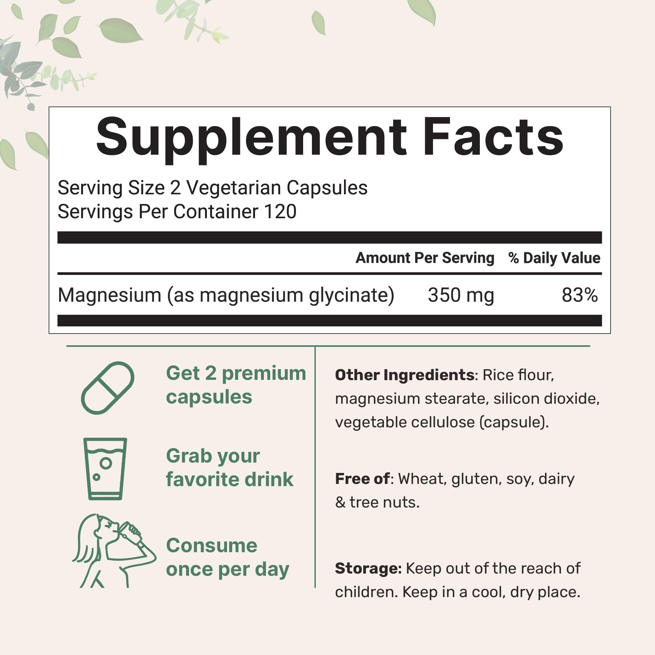Micro Ingredients magnesium glycinate capsules close-up, highlighting gentle absorption.