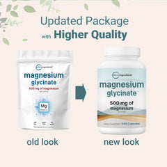 Micro Ingredients magnesium glycinate capsules closeup, smooth texture supports easy swallowing.
