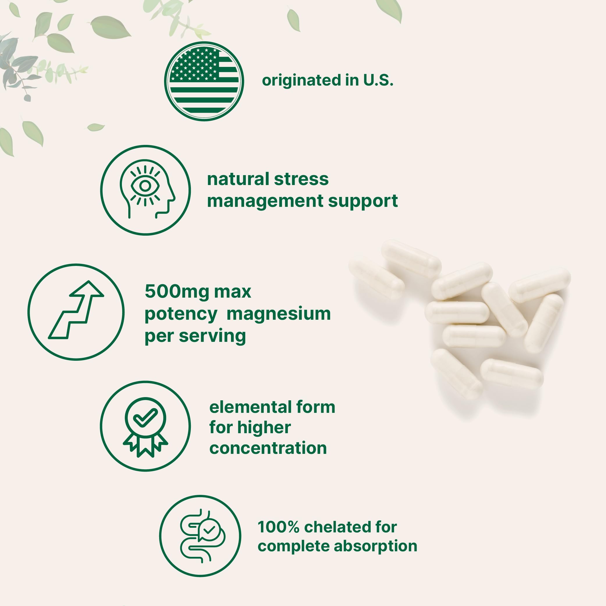 Micro Ingredients magnesium glycinate capsules being poured, daily ease in routine.