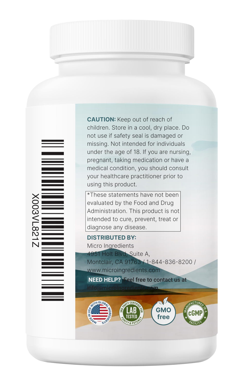 Micro Ingredients magnesium glycinate glass of water beside capsules for routine.