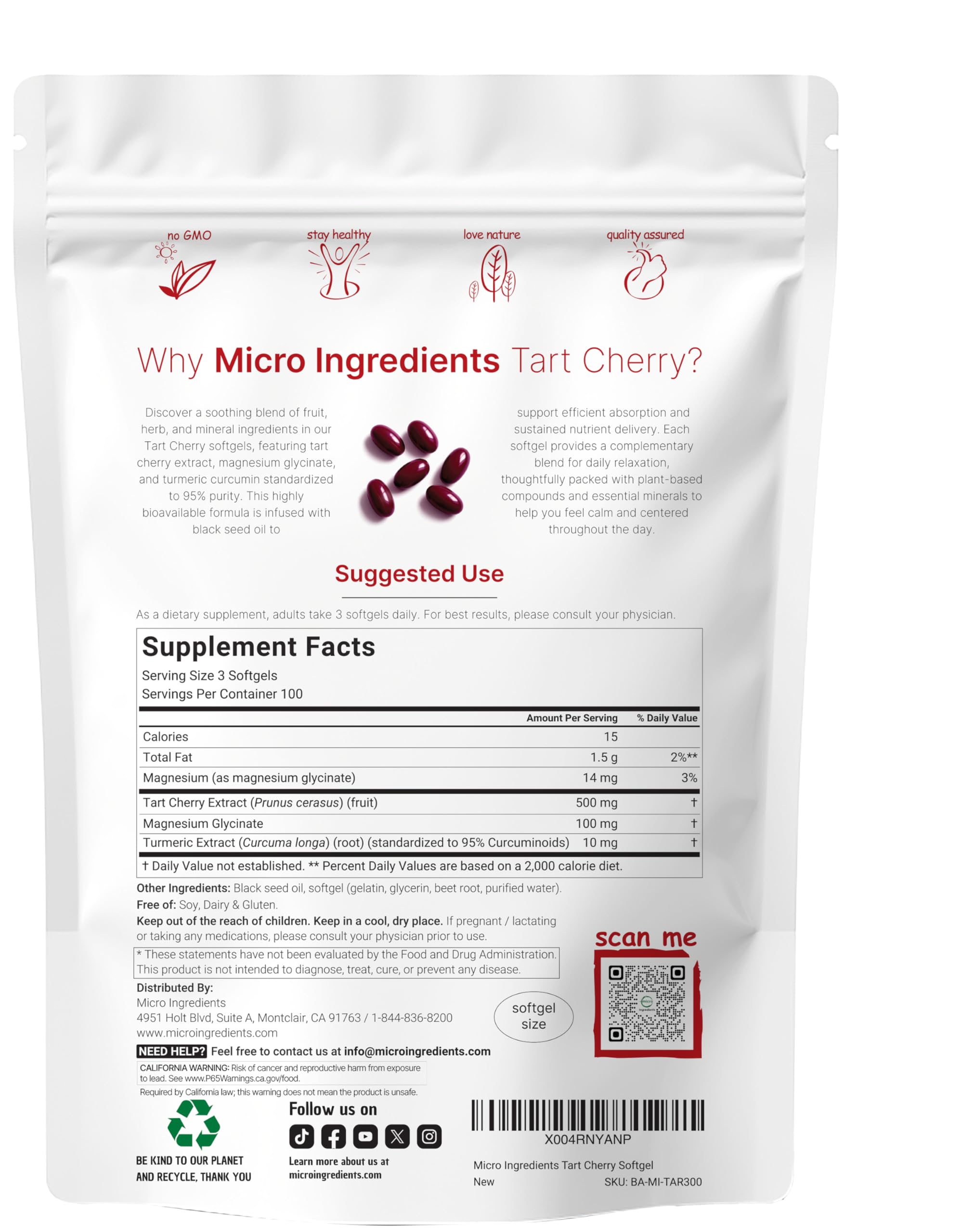 Micro Ingredients magnesium glycinate softgel for gentle mineral support.