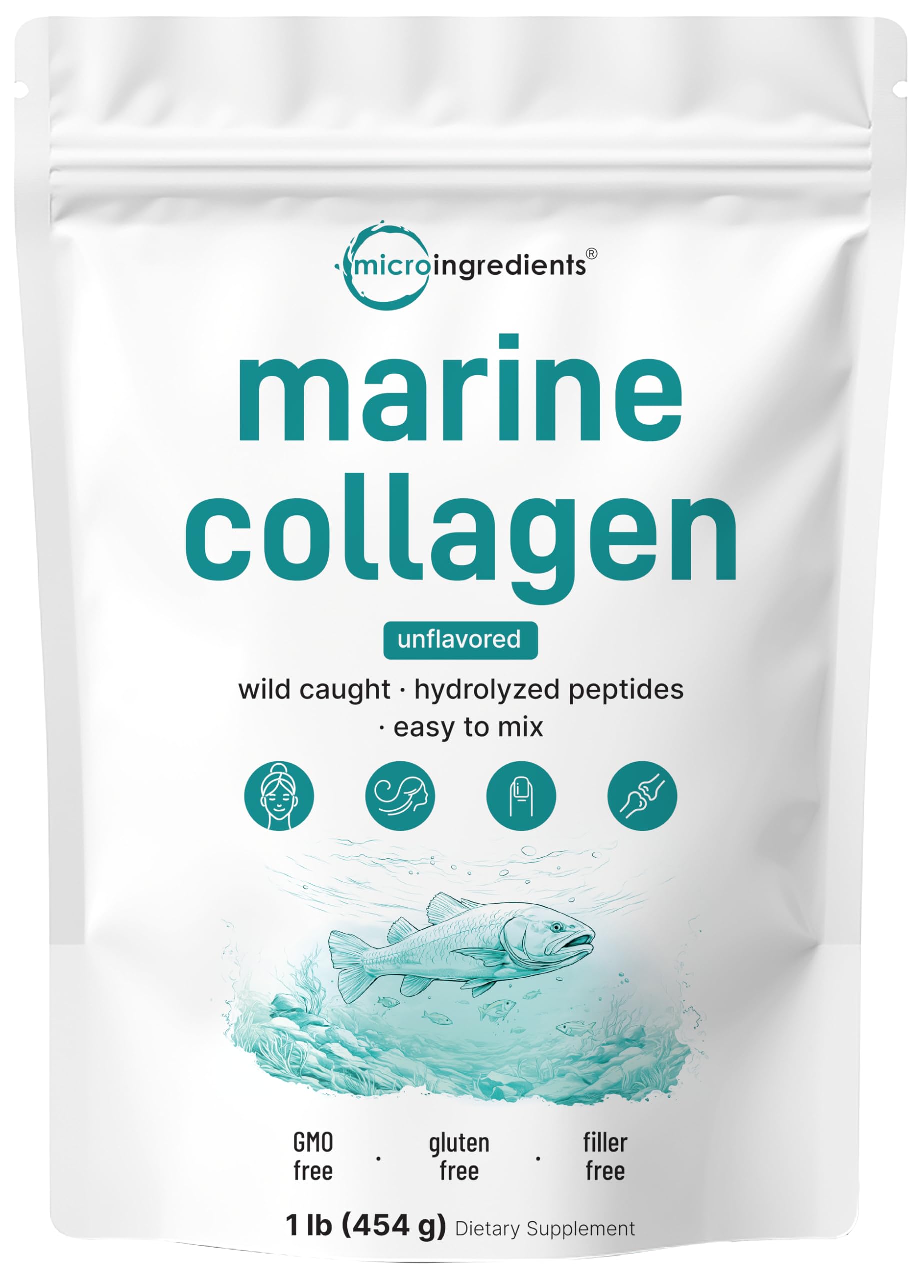 Micro Ingredients Marine Collagen Powder with scoop for easy daily servings.