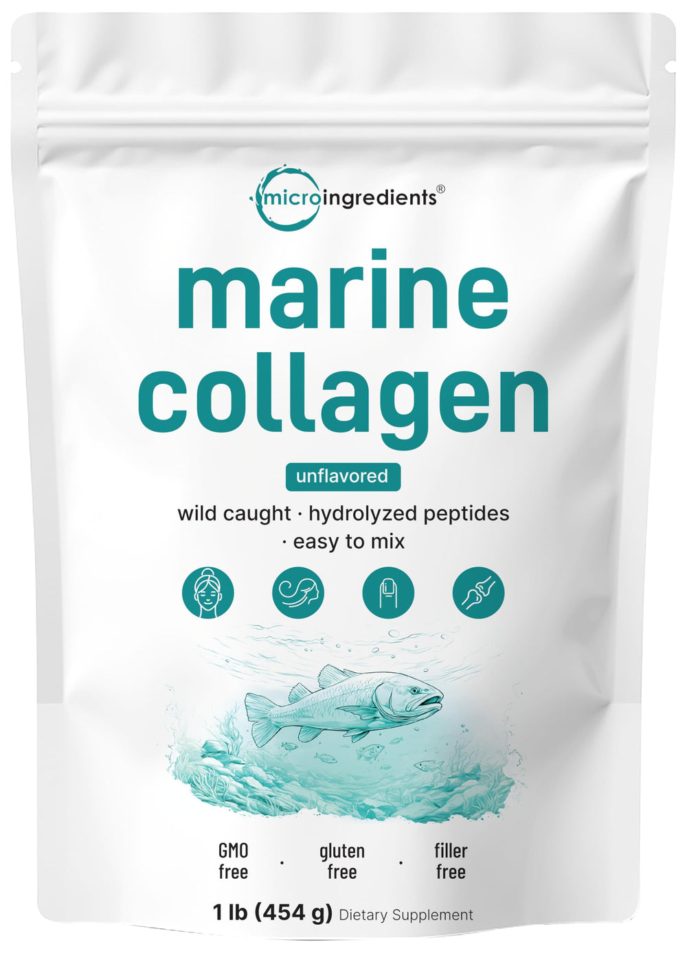 Micro Ingredients Marine Collagen Powder with scoop for easy daily servings.