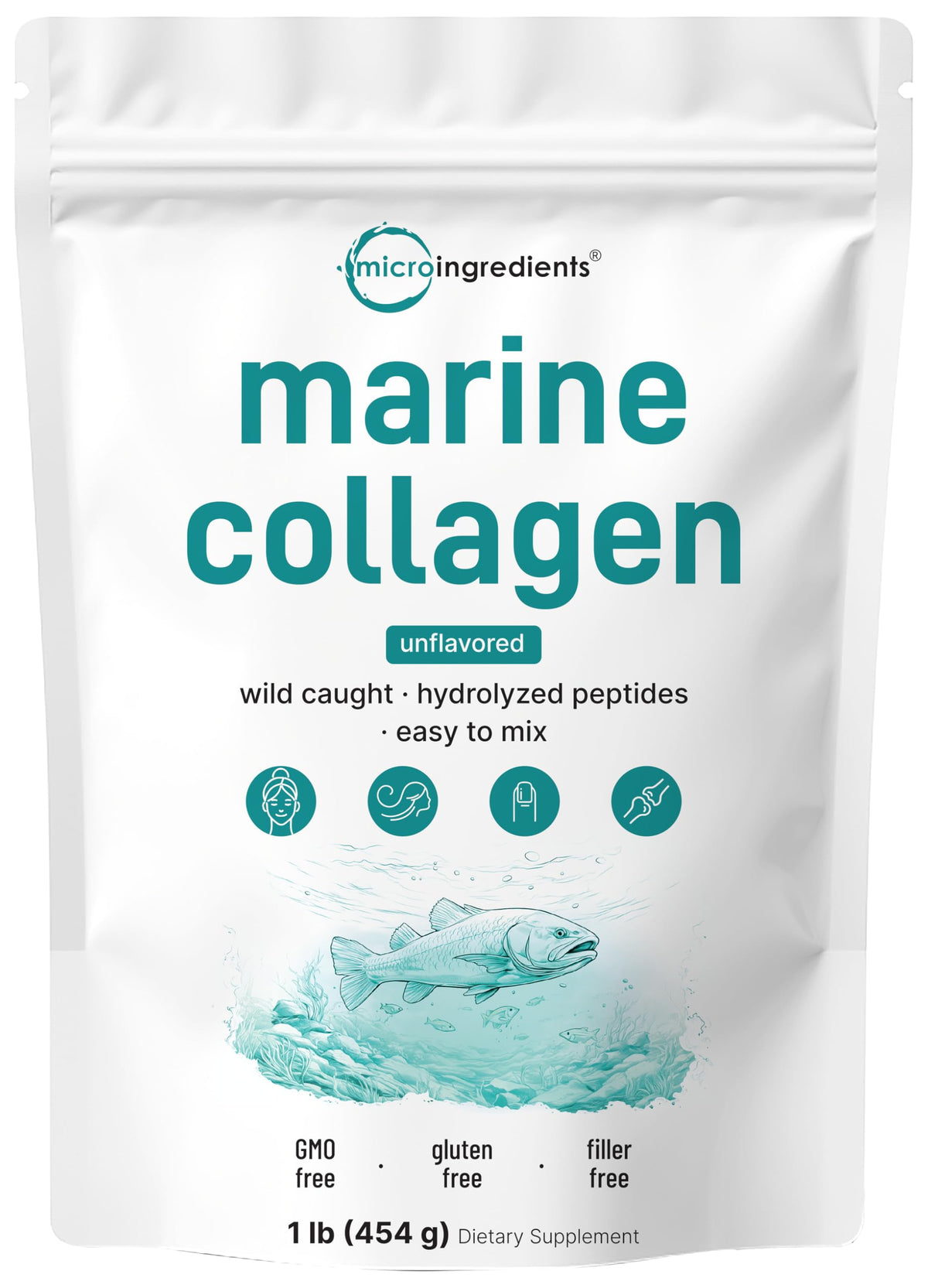 Micro Ingredients Marine Collagen Powder with scoop for easy daily servings.