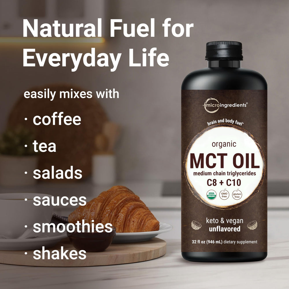 Micro Ingredients MCT Oil ingredients list includes virgin coconut-derived MCTs.