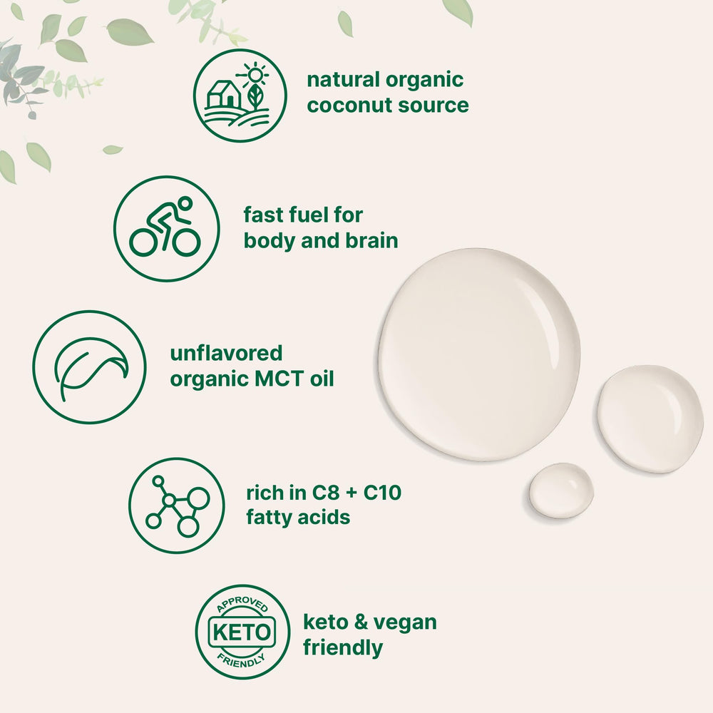 Micro Ingredients MCT Oil label shows C8 and C10 content.