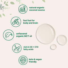 Micro Ingredients MCT Oil label shows C8 and C10 content.