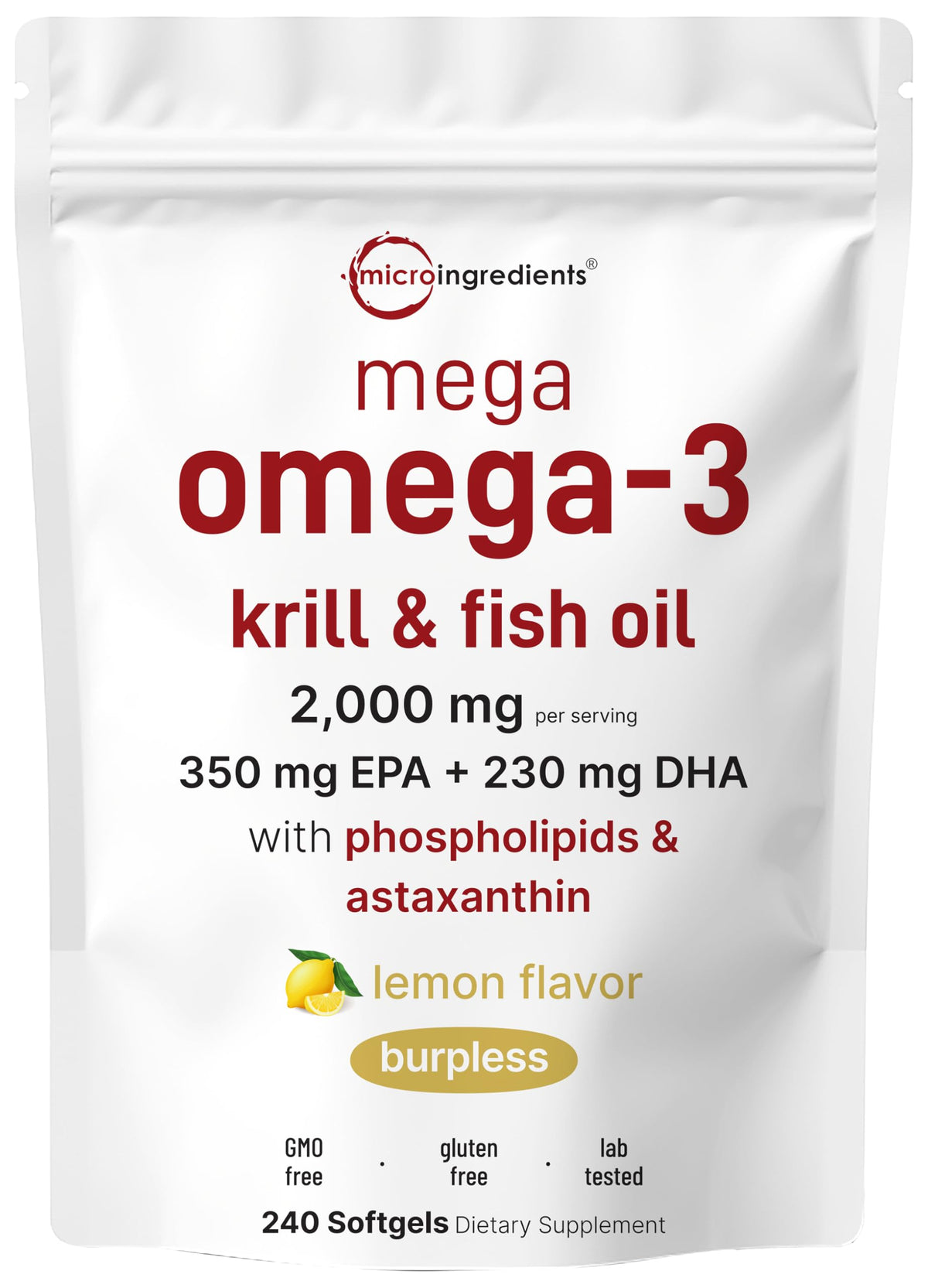 Micro Ingredients Mega Omega-3 softgels bottle for daily heart support
