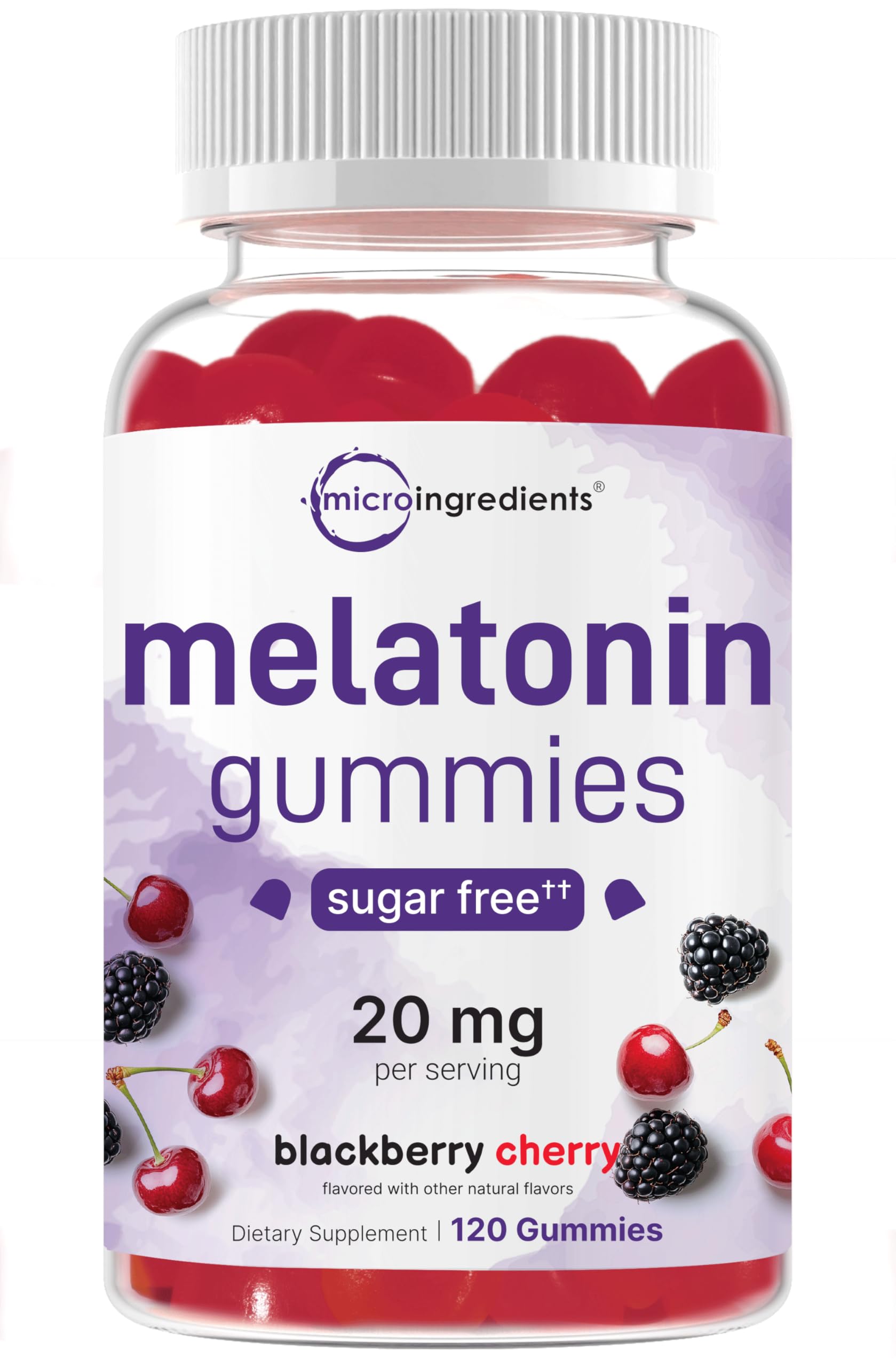 Micro Ingredients Melatonin 20mg gummies bottle for easy nightly sleep support