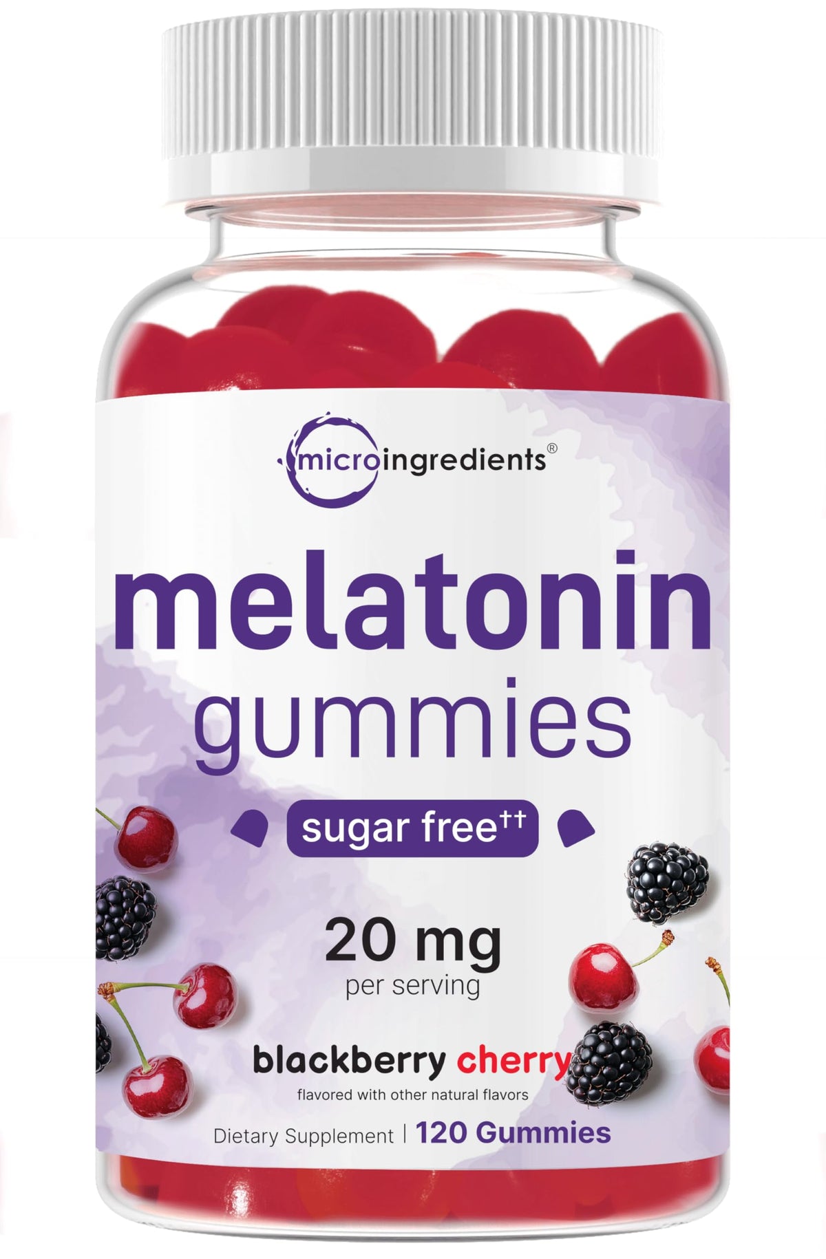 Micro Ingredients Melatonin 20mg gummies bottle for easy nightly sleep support