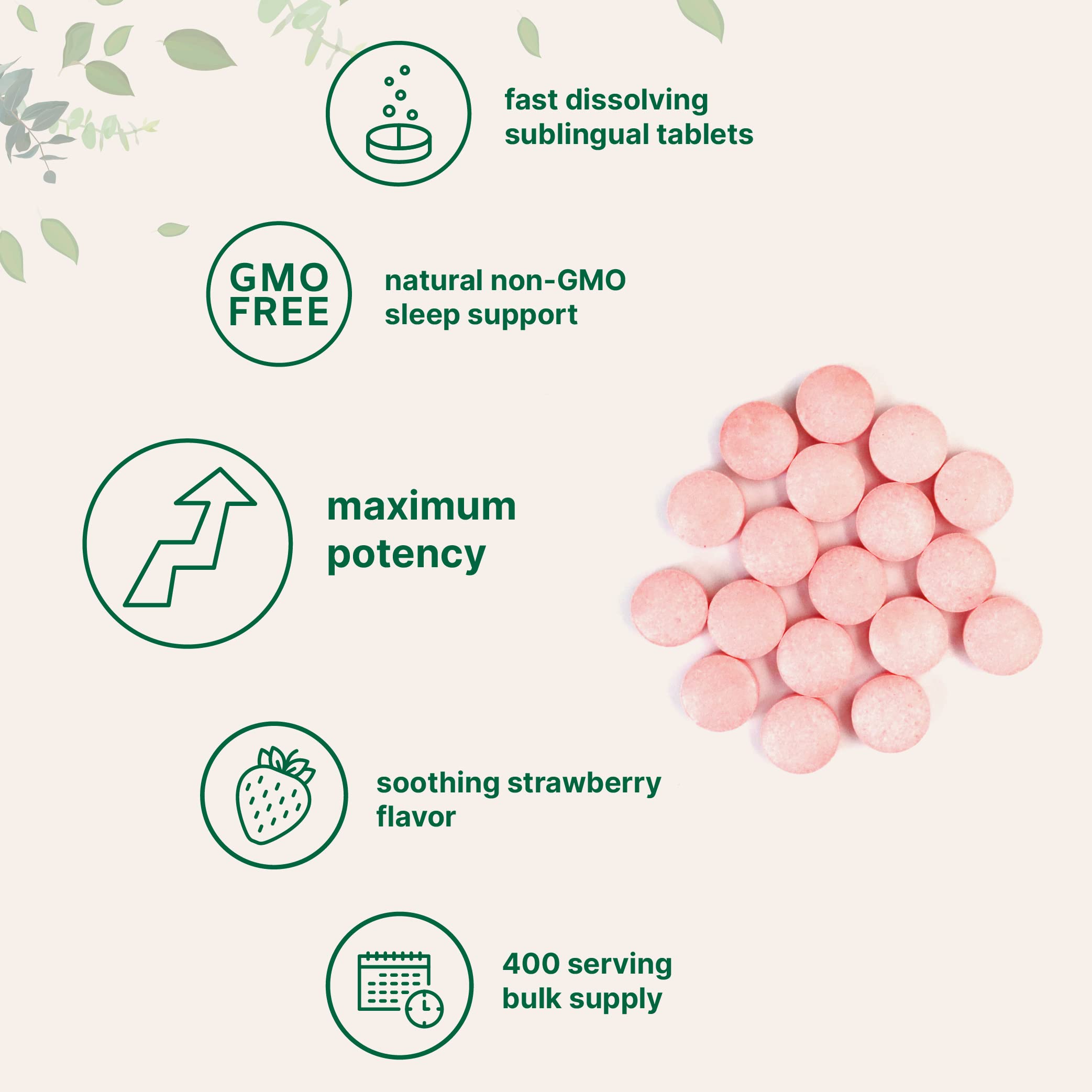 Vegan-friendly symbol on Micro Ingredients packaging, showcasing plant-based sleep aid benefits.