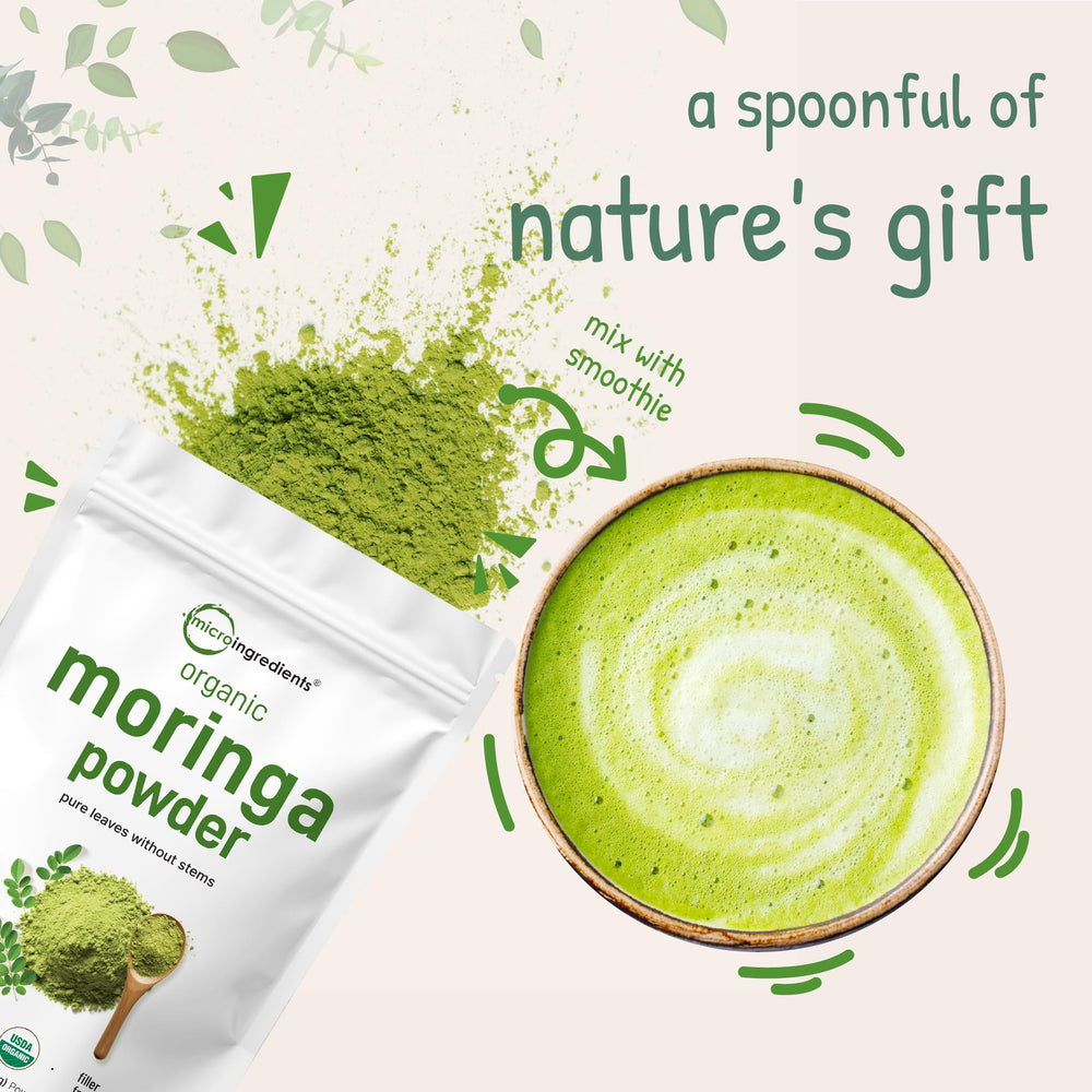 Micro Ingredients moringa leaf powder tea blend dissolves smoothly in hot water.