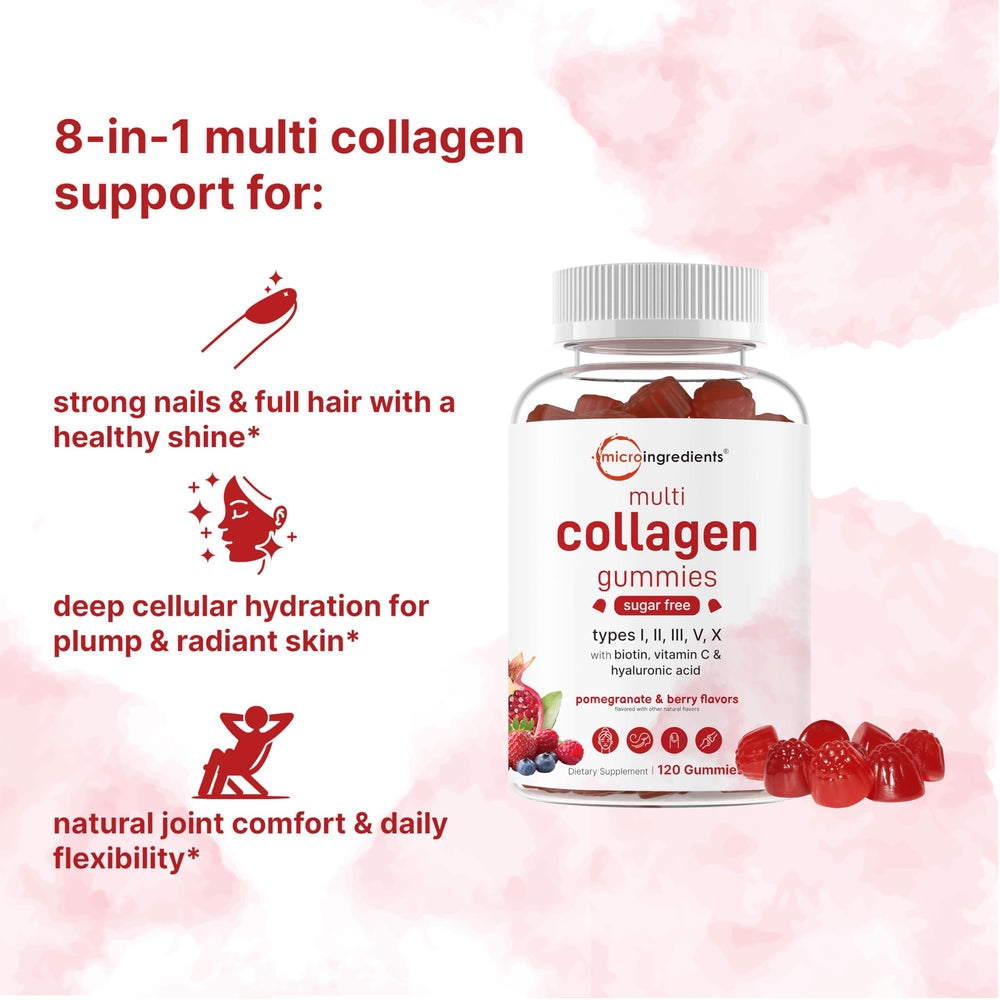 Micro Ingredients Multi Collagen Gummies berry chew supports daily beauty routines.