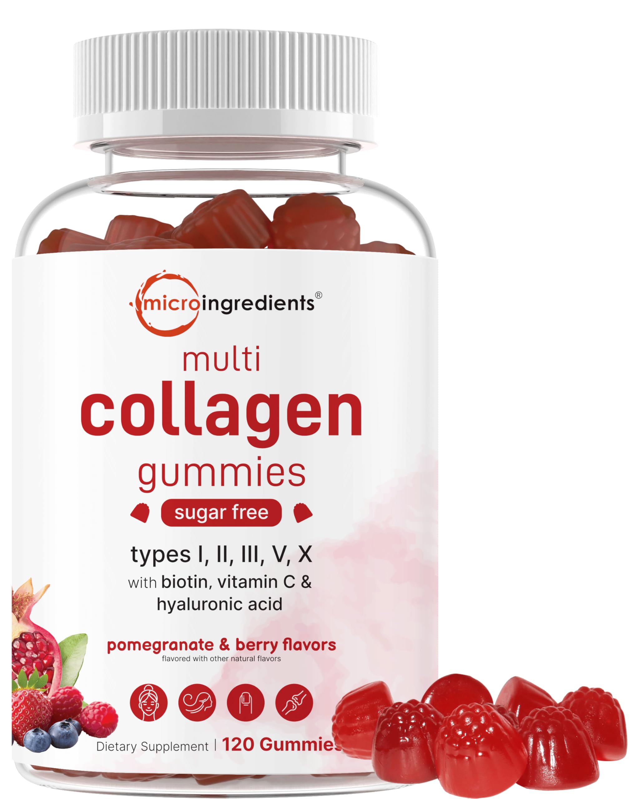 Micro Ingredients Multi Collagen Gummies bottle on display supports a quick daily beauty routine.