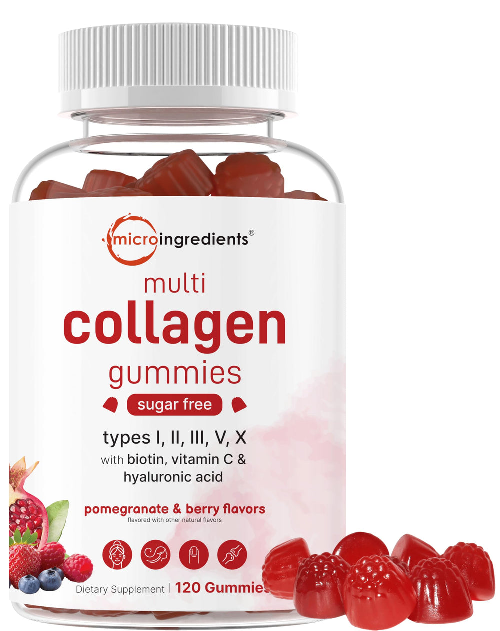 Micro Ingredients Multi Collagen Gummies bottle on display supports a quick daily beauty routine.