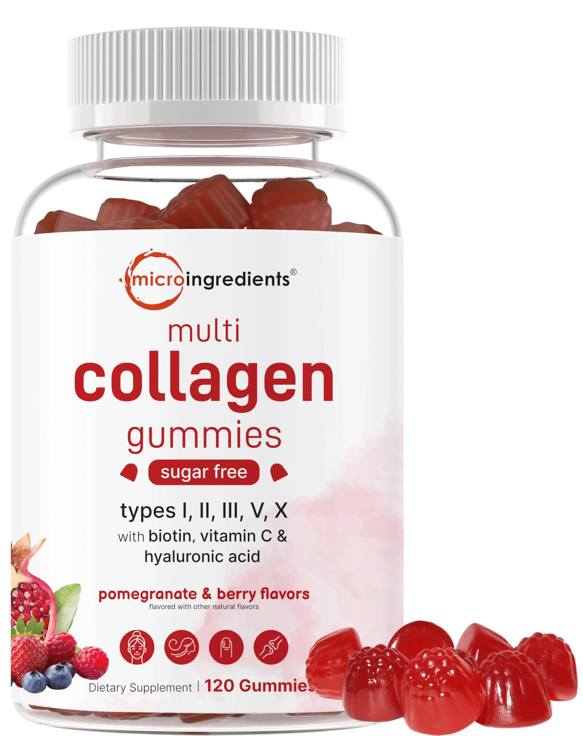 Micro Ingredients Multi Collagen Gummies bottle on display supports a quick daily beauty routine.