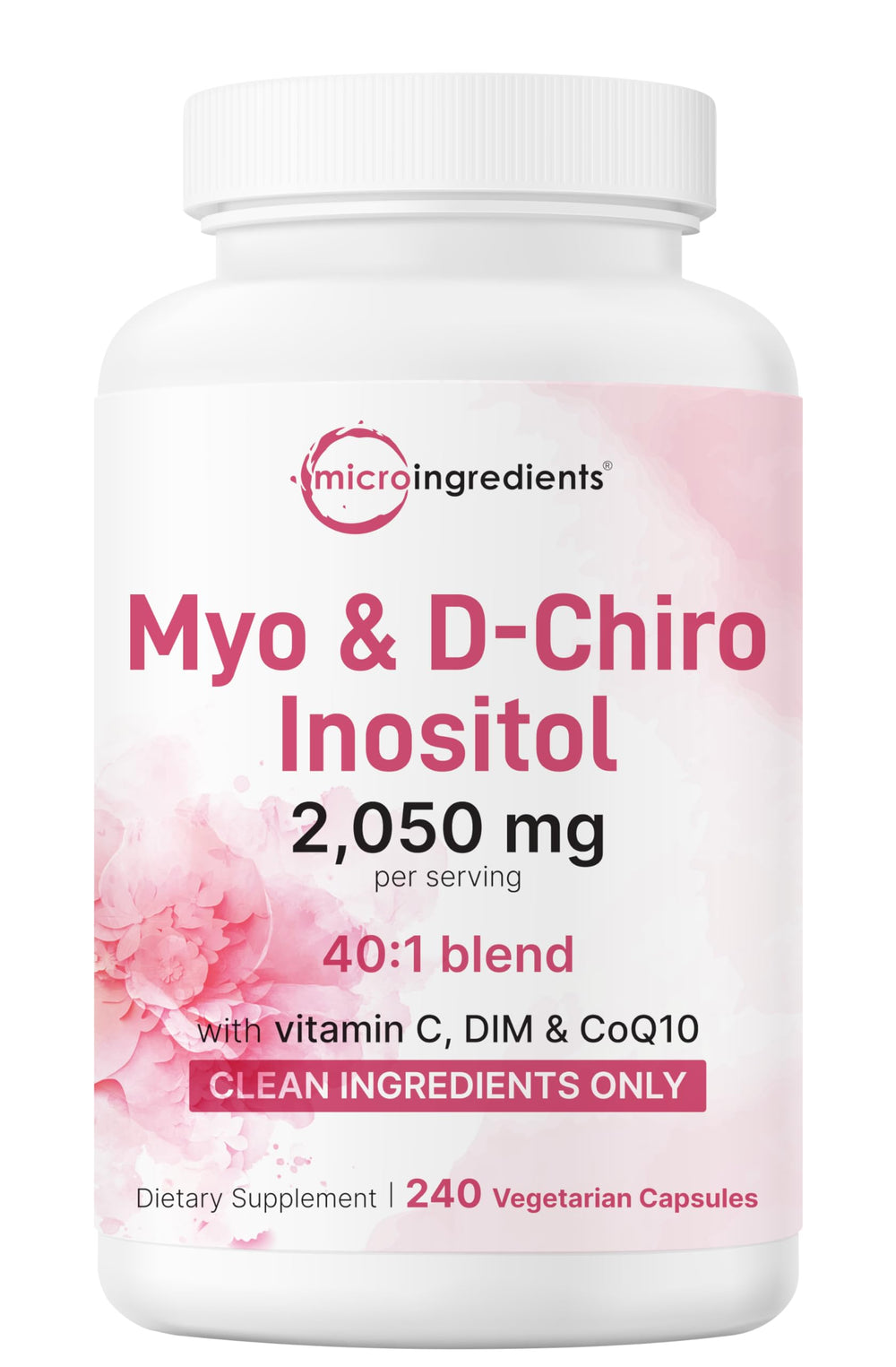 Micro Ingredients Myo-Inositol & D-Chiro Inositol 40:1 bottle for daily balance.
