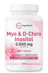 Micro Ingredients Myo-Inositol & D-Chiro Inositol 40:1 bottle for daily balance.