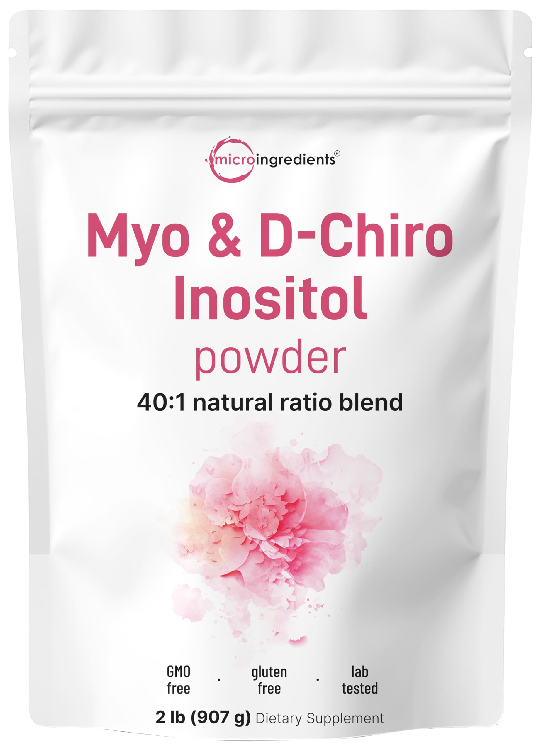 Micro Ingredients Myo-Inositol and D-Chiro Inositol powder bottle showing premium blend for daily balance