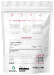Micro Ingredients inositol powder pouch packaging highlighting 2 lb supply for 442 servings