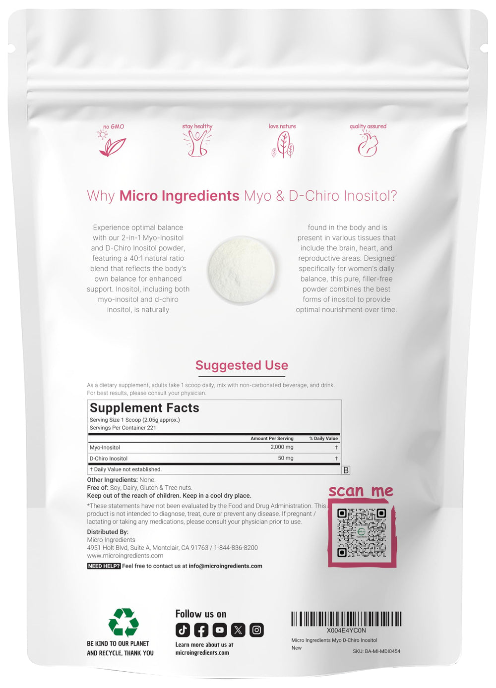 Micro Ingredients powder scoop for precise daily dosing and easy mixing.