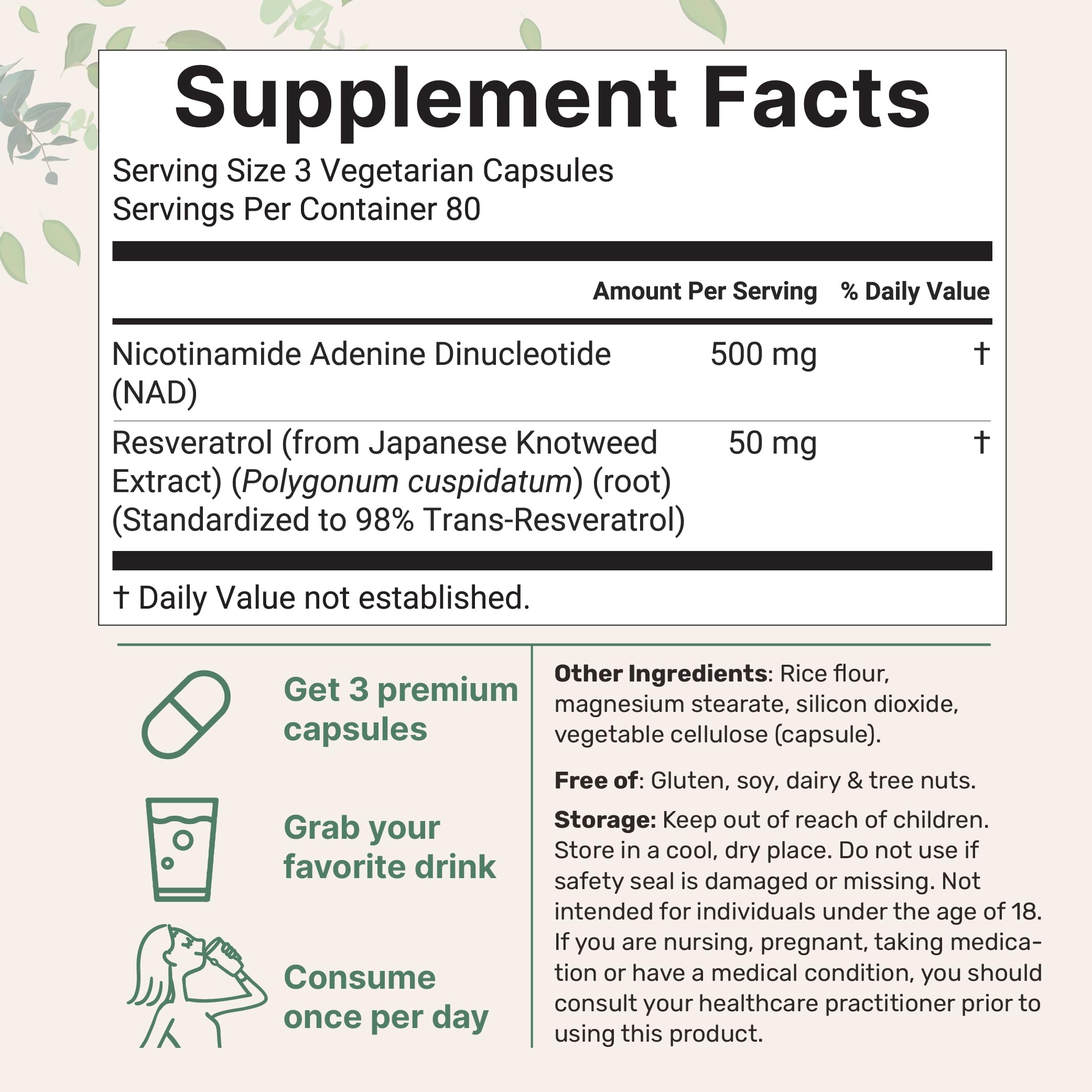 Micro Ingredients NAD+ 500mg with Resveratrol capsules—close-up for easy daily supplementation.