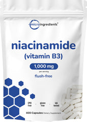 Micro Ingredients Niacinamide bottle with flush-free B3 on label