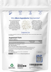 Micro Ingredients Niacinamide capsules closeup showing 500mg per capsule