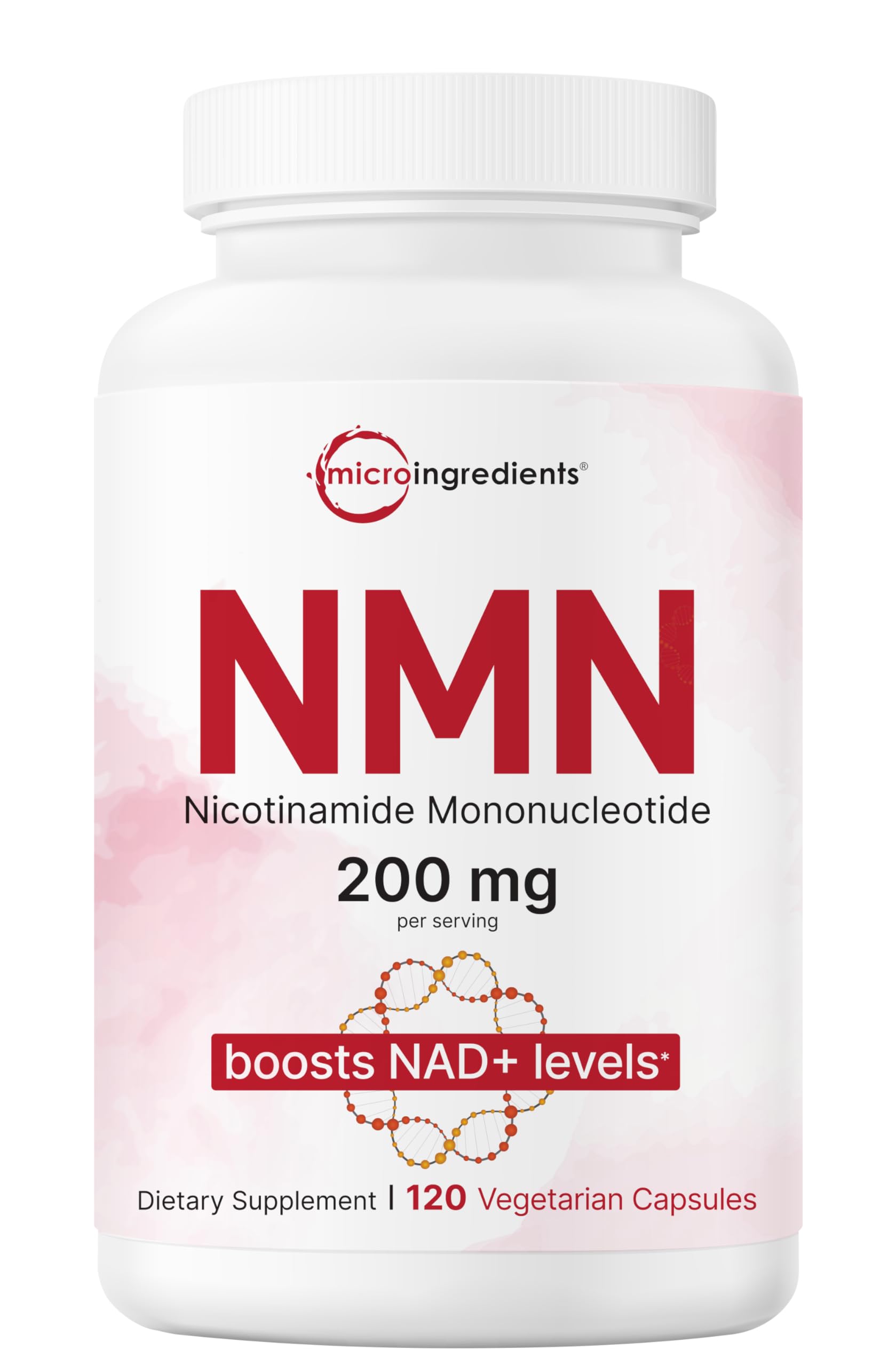 Micro Ingredients NMN 200mg bottle with clear label for easy daily dosage.