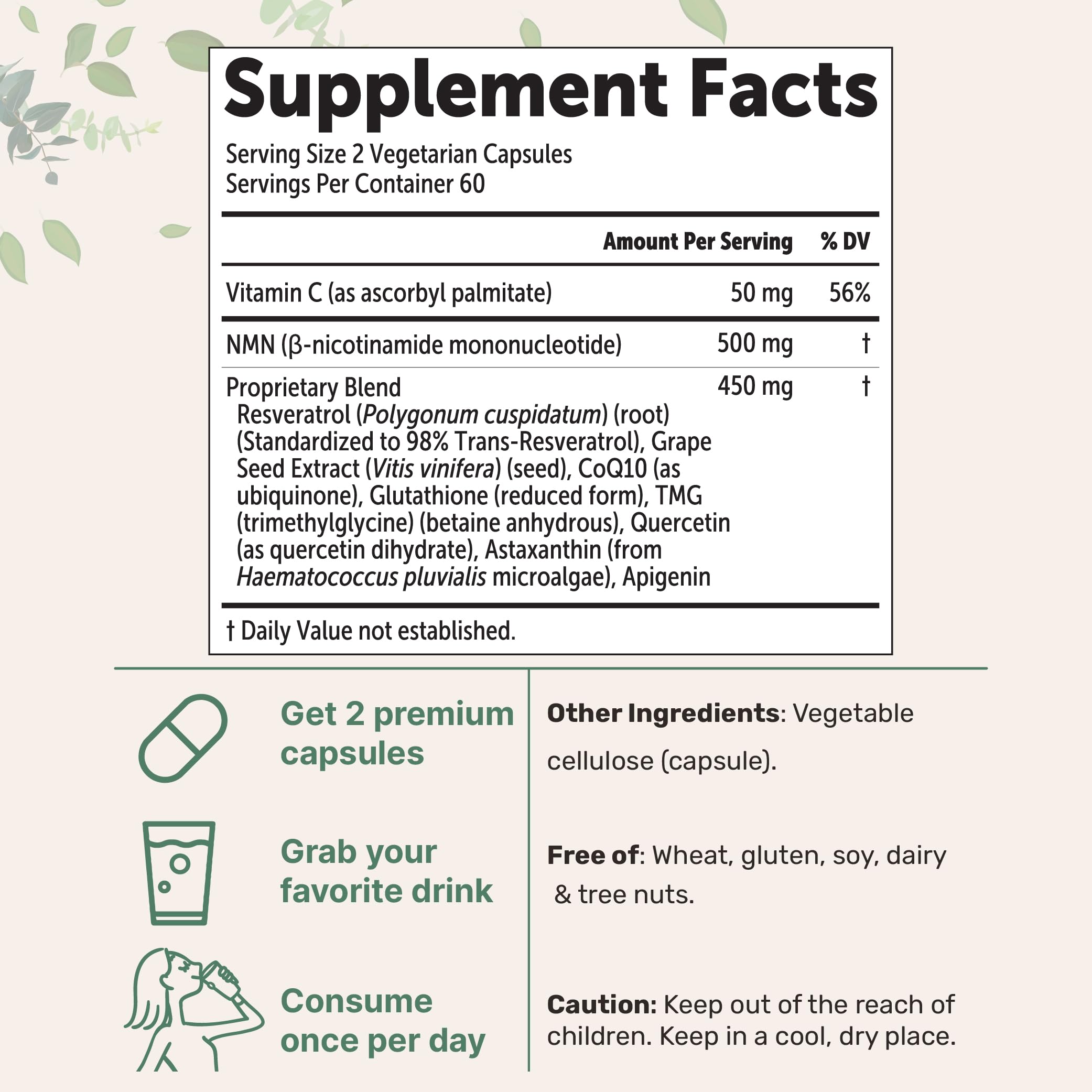 Micro Ingredients NMN Complex capsules close-up highlights vegan capsule format.