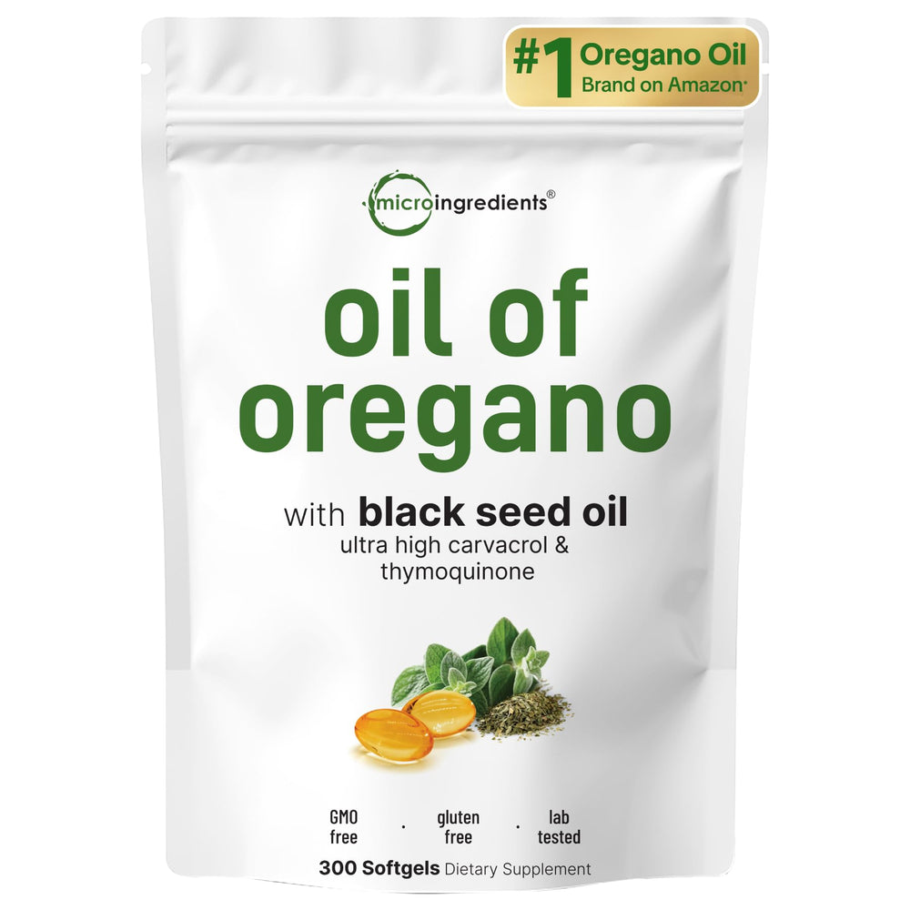 Micro Ingredients Oil of Oregano Softgels bottle front for easy immune support.