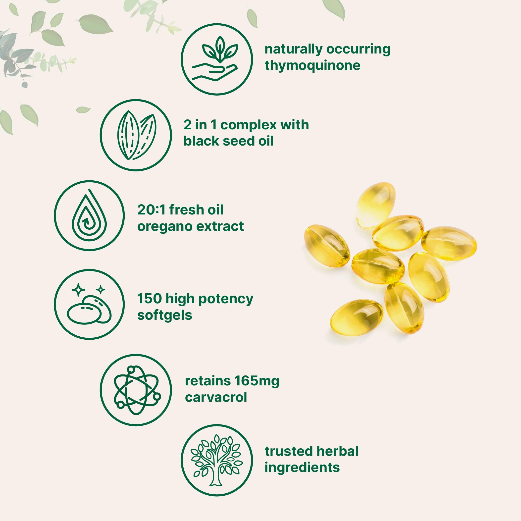 Oil of Oregano Softgels capsules ready for daily use, showcasing convenient form.
