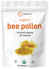 Micro Ingredients Organic Bee Pollen granules in a 1lb bag for daily energy