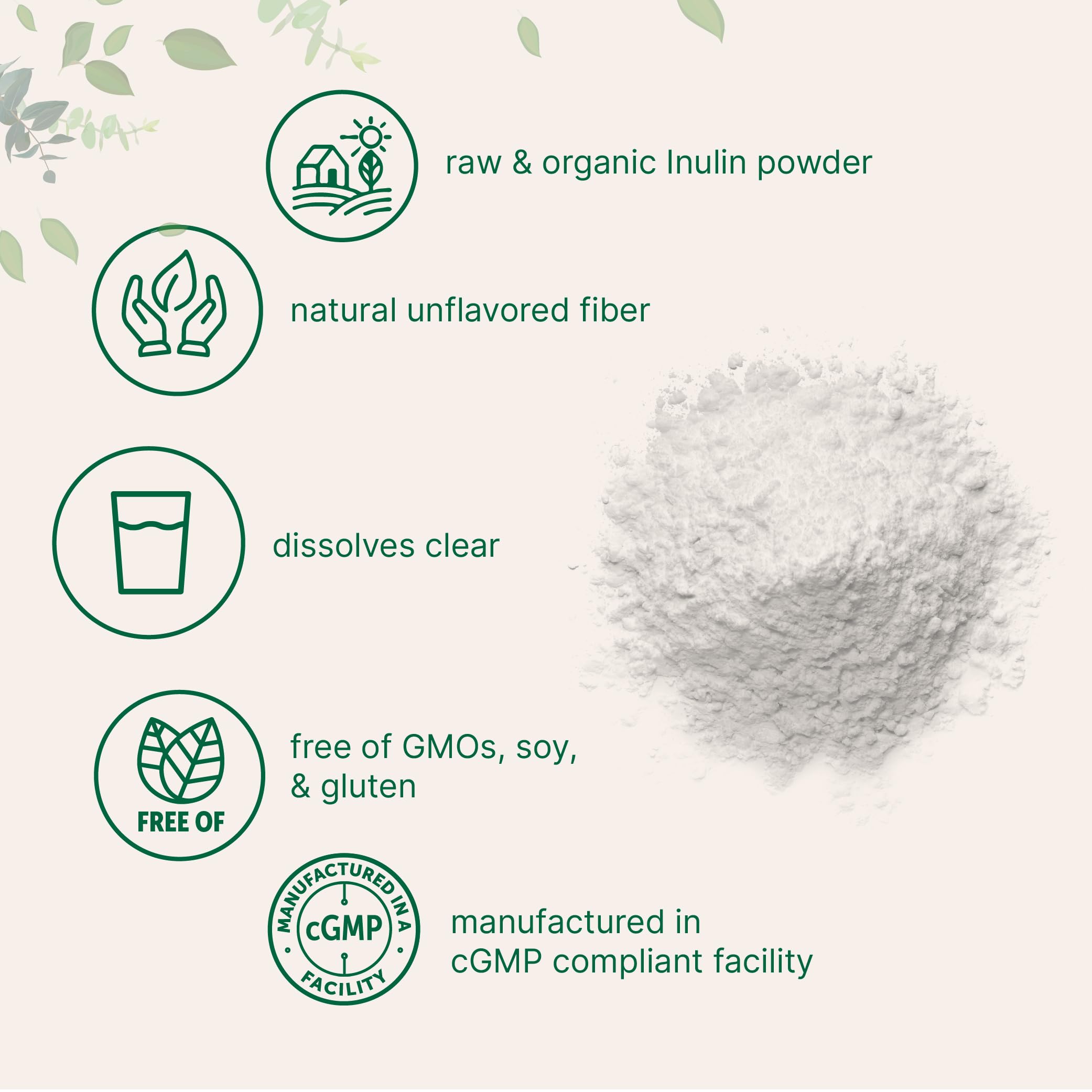 Micro Ingredients Organic Inulin FOS powder, vegan-friendly fiber for dairy-free meals