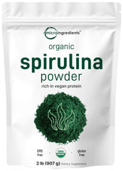 Micro Ingredients spirulina powder bulk 2lb pack boosts vegan protein in shakes