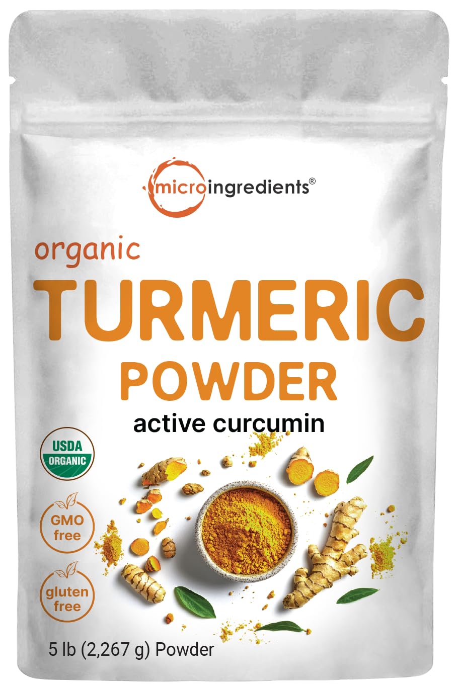Micro Ingredients Organic Turmeric Powder 5lb bottle for cooking versatility